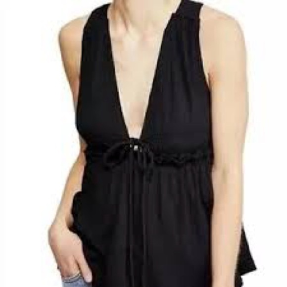 Free People Beach Bound Plunge Black Sleeveless Top - Picture 6 of 7